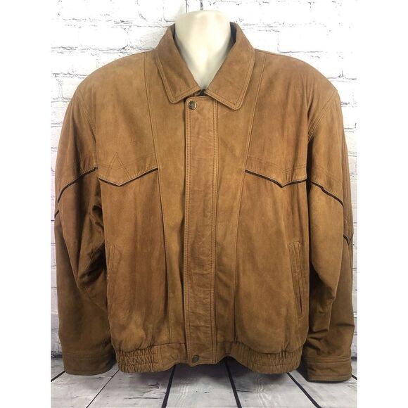 vtg Adler mens L Discoverer‎ 534 ship painting bomber suede jacket - Picture 3 of 6